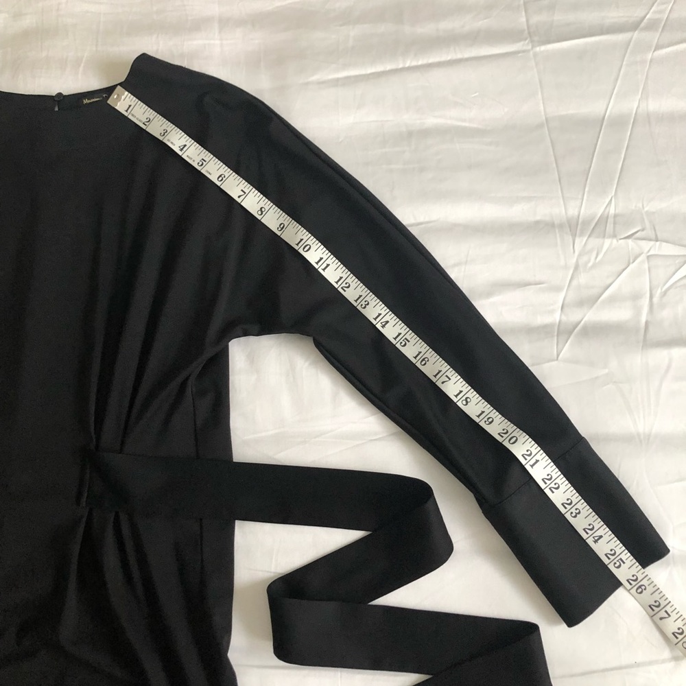 Massimo Dutti Long Black Dolman Sleeve Dress with Waist Ties - Picture 10 of 10